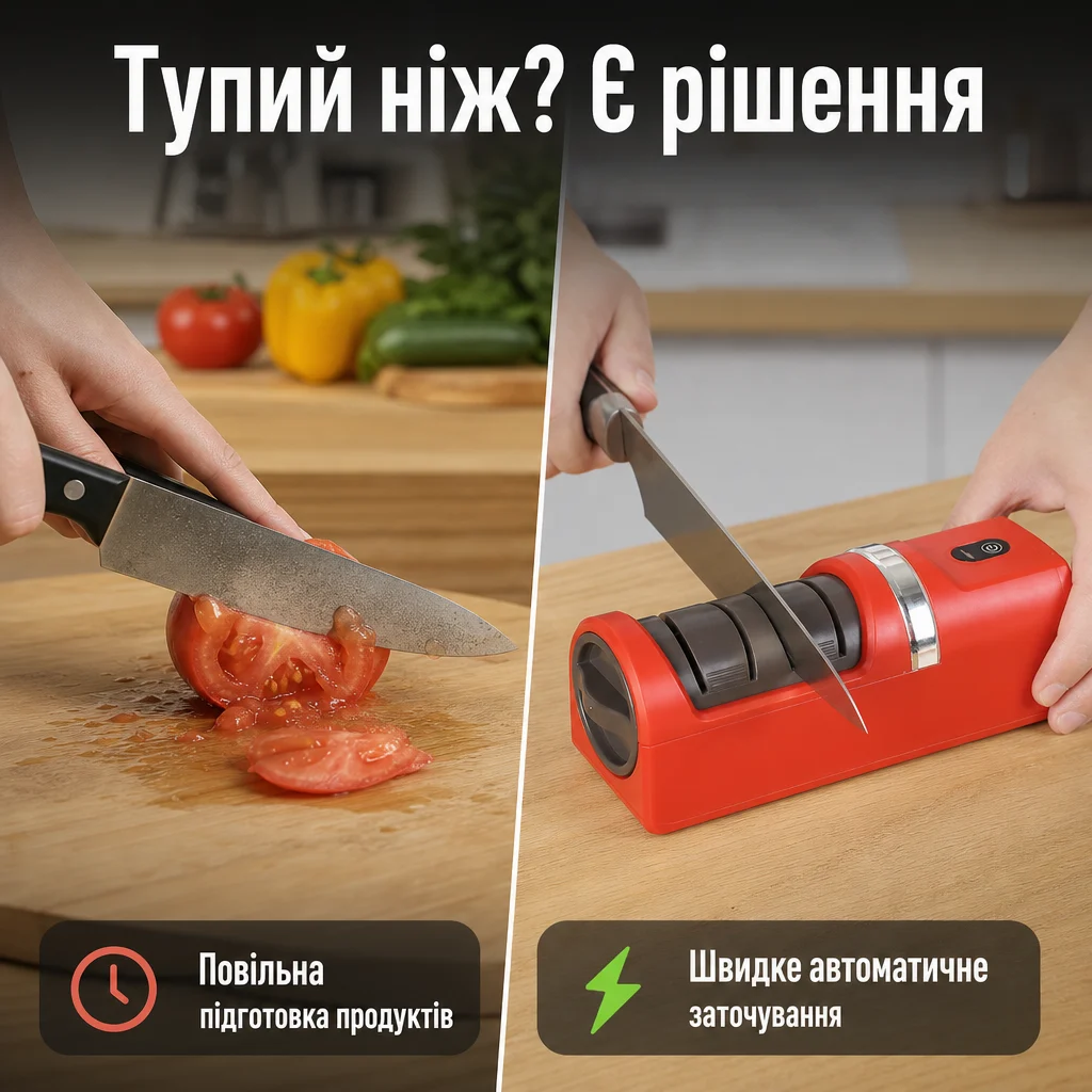 Автоматична електрична точилка для кухонних ножів — Проблема та рішення
